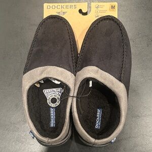 Dockers Men's Black and Gray Loafer Memory Foam Slippers